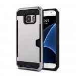 Wholesale Samsung Galaxy S7 Credit Card Armor Case (Silver)